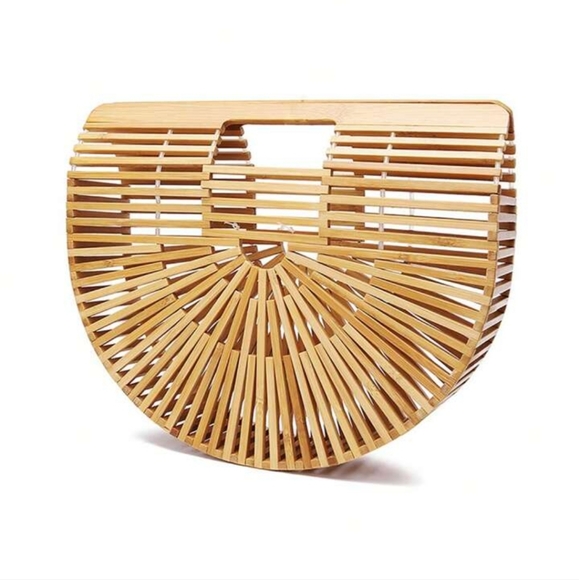 Medium Satchel Bamboo Vacation Beach summer handbag - Picture 1 of 10